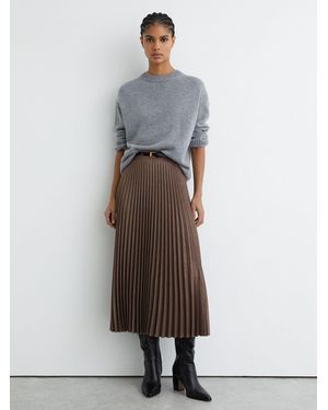 Reiss Pleated Midi Skirt - Gray