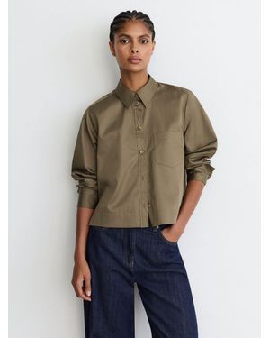 Reiss Cotton Cropped Long-Sleeve Shirt - Green