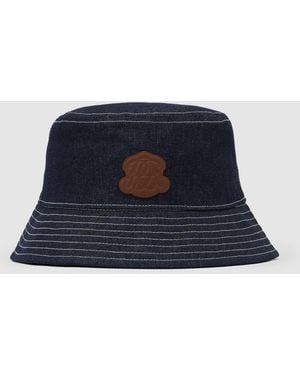 Reiss Sulby - Mid Blue Monogram-patch Denim Bucket Hat, One