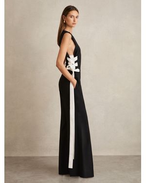 Reiss Lace-Up Side Wide-Leg Jumpsuit - Natural