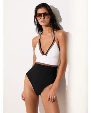 Reiss Tan Colorblock Halter Swimsuit - Multicolor