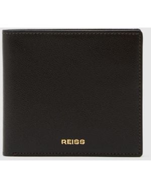 Reiss Henry - Dark Brown Micro-grain Leather Wallet, One - White