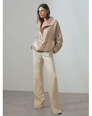 ATELIER Carmen - Champagne Zip-through Jacket With Silk, M - Natural