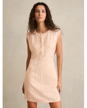 Reiss Fawn - Peach Whipstitch Sleeveless Shift Dress, Us 4 - Natural