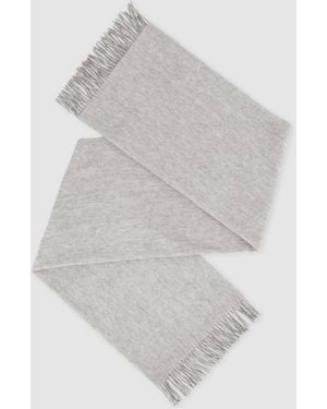 Reiss Picton Cashmere Blend Scarf Wool Plain - White