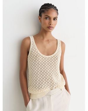 Reiss Colette - Ivory Linen Open-stitch Knitted Vest, S (us 4-6) - Natural