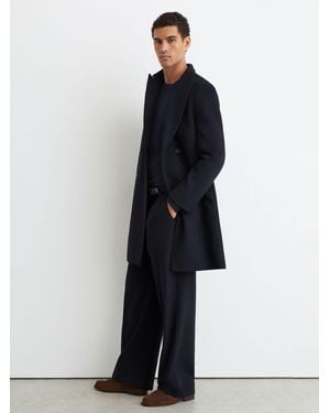 Reiss Wool-Blend Double-Breasted Epsom Overcoat - Blue