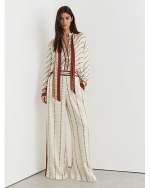 Reiss Chain-Print Wide-Leg Pants - Natural