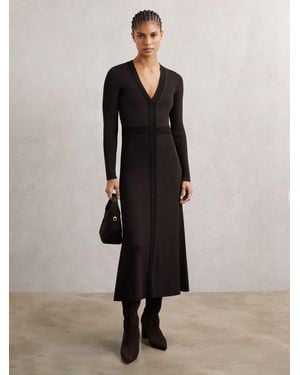 Reiss Bianca Leather Block-Heel Knee-High Boots - Black