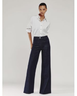 Reiss Petite Patch Pocket Wide Leg Jeans - Blue