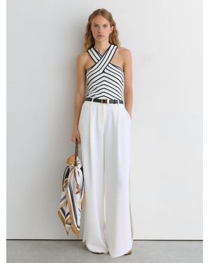 Reiss Aria - White/navy Striped Cross-strap Knitted Vest, M (us 8-10)