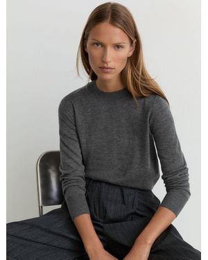 Reiss Merino Wool Crew-Neck Sweater - Gray
