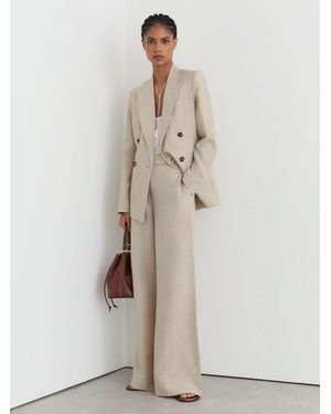 Reiss Linen Wide-Leg Suit Pants - Natural