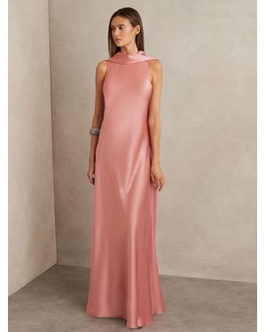 Reiss Satin Cape Maxi Dress - Pink