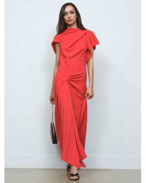Reiss Asymmetric Draped Midi Dress - Red