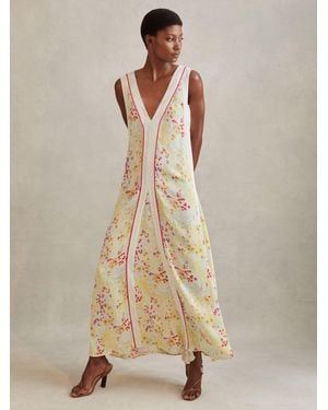 Reiss Floral Print Maxi Dress - Natural