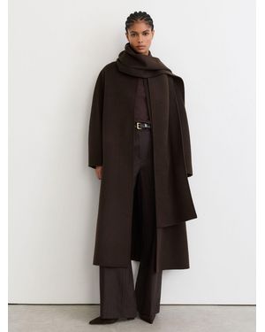 Reiss Petite Wool-Blend Long Blind-Seam Scarf Coat - Black
