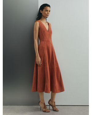 ATELIER Suede Sleeveless Midi Dress - Multicolor