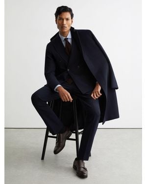 Reiss Amalfi - Dark Brown Leather Double Monk Strap Shoes, Us 8 (uk 7) - Blue