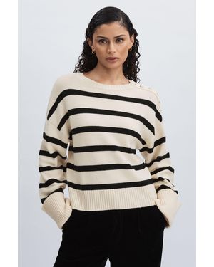 PAIGE Wool Blend Sweater, Stripes - Gray