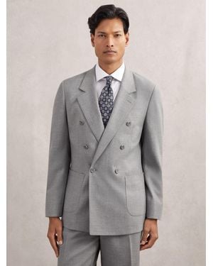 Reiss Tailored-Fit Double-Breasted Blazer - Gray