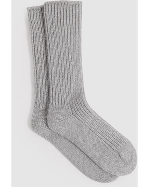 Reiss Carmen Rib-Knit Socks With Cashmere - Gray