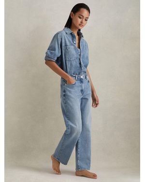 Reiss Selin Tall Mid-Rise Straight-Leg Jeans - Blue