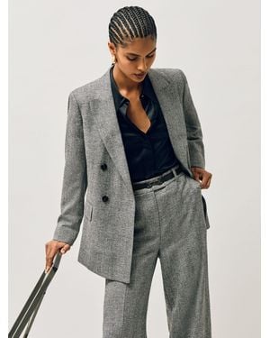 Reiss Hayley - Black Leather Square Hinge Belt, Xl (us 16-18) - Gray