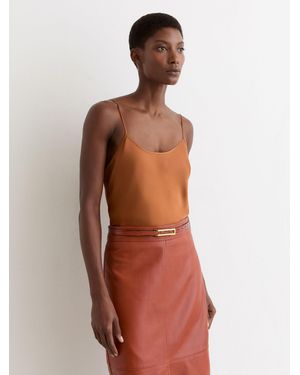 Reiss Leather Crocodile-Effect Belt - Natural