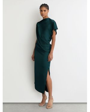 Reiss Kenzie Drape Midi Dress in Brown | Lyst
