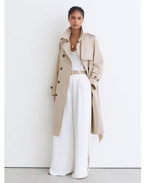 Reiss Azura - Stone Hooded Insert Trench Coat, Us 8 - White