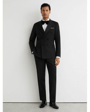 Reiss Tailored Fit Double-Breasted Tuxedo Jacket - Black