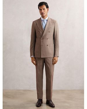 Reiss Belmont Slim-Fit Double-Breasted Textured Suit Blazer With Wool - Natural