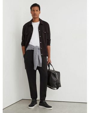 Reiss Premium Interlock Cuffed Sweatpants - Black