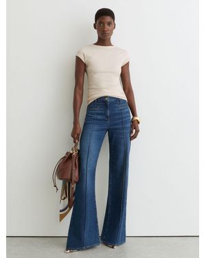 Reiss Stretch-Cotton Scoop-Back Top - Blue