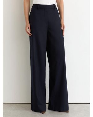 Reiss Wool-Blend Wide-Leg Suit Pants - Blue