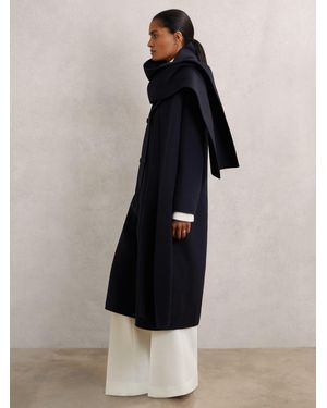 Reiss Petite Wool-Blend Scarf Blindseam Coat - Blue