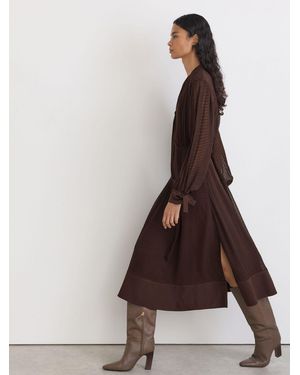 Reiss Textured Tie-Neck Midi Dress - Brown