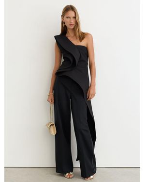 Reiss Structured-Frill One-Shoulder Top - Blue