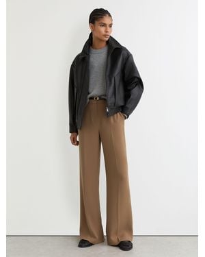 Reiss Wide-Leg Tailored Pants - Natural