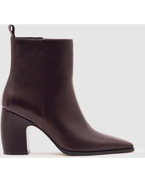 Reiss Amy - Oxblood Leather Block-heel Ankle Boots, Us 6 (uk 4) - Purple
