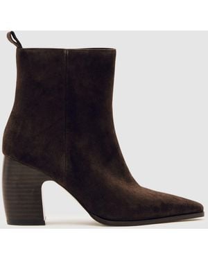 Reiss Amy - Chocolate Suede Block-heel Ankle Boots, Us 5 (uk 3) - Black