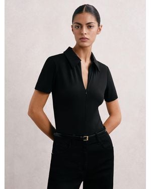 GOOD AMERICAN Good Scuba Collared Bodysuit - Black