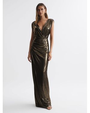 Halston Misha Metallic Front Slip Maxi Dress - Multicolor