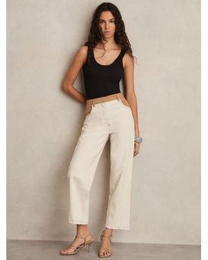 Reiss Cream & Cotton Straight Jeans - Natural