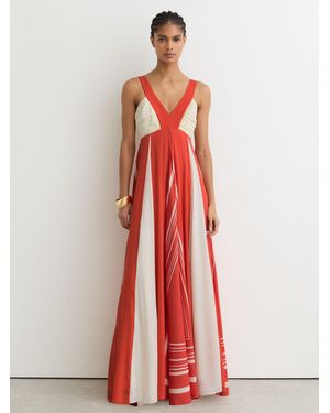 Reiss Empire-Line Printed Maxi Dress - Red