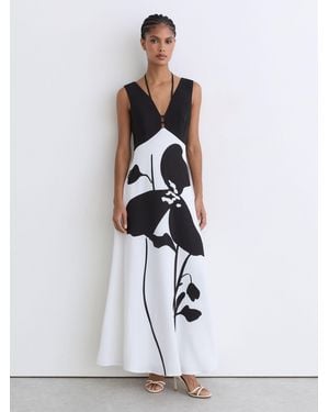 Reiss Graphic Floral-Print Maxi Dress - White