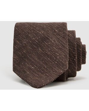 Reiss Ermo - Chocolate Brown Silk-blend Slub Textured Tie, One