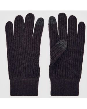Reiss Lawson - Chocolate Brown Ribbed-merino Touchscreen Gloves, One - Blue