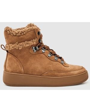 Reiss Suede Faux-Shearling Sneaker Boots - Brown